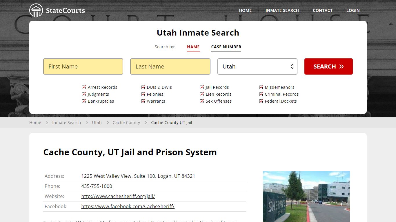 Cache County UT Jail Inmate Records Search, Utah - StateCourts